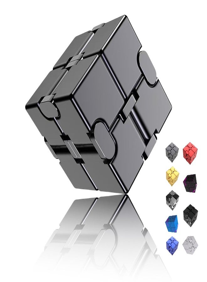 oiikain Metal Infinity Cube Fidget Toy - Aluminum Alloy Anti-Stress and Anxiety Finger Flip Cube for Adults, Men, and Women, Ideal Desk Toy for Work or Home - Infinity Cube Desk Toy (Gray) - Image 1