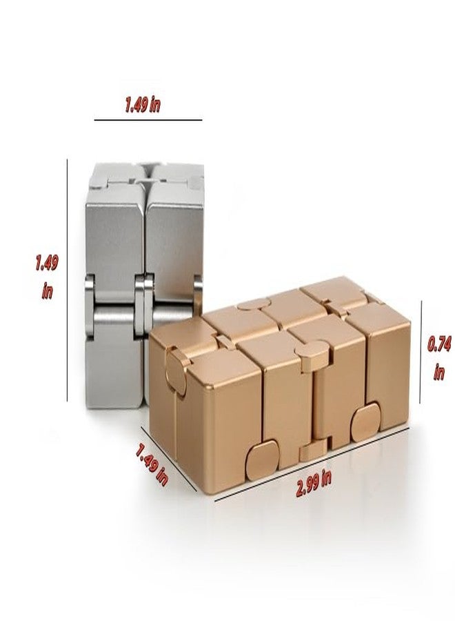 oiikain Metal Infinity Cube Fidget Toy - Aluminum Alloy Anti-Stress and Anxiety Finger Flip Cube for Adults, Men, and Women, Ideal Desk Toy for Work or Home - Infinity Cube Desk Toy (Gray) - Image 3