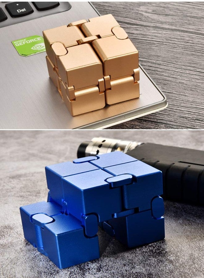 oiikain Metal Infinity Cube Fidget Toy - Aluminum Alloy Anti-Stress and Anxiety Finger Flip Cube for Adults, Men, and Women, Ideal Desk Toy for Work or Home - Infinity Cube Desk Toy (Gray) - Image 4