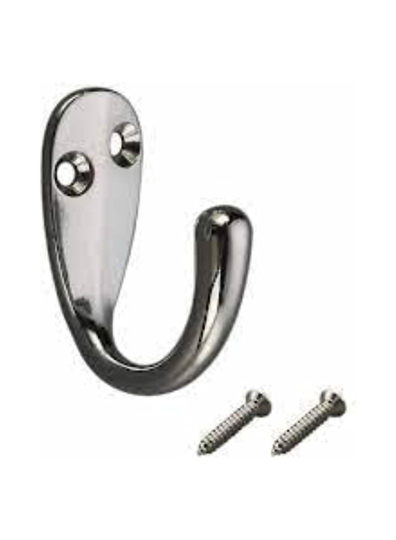 KNP KNP Single Coat Hook Robe Hook Metal Steel Hanger Wall Mounted Heavy Duty Single Coat (Chrome Plated) 10 Pcs 