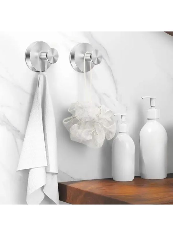 Wall Mounted Suction Hooks Silvery Stainless Steel For Towel Storage And Clothes Hangers - Image 2
