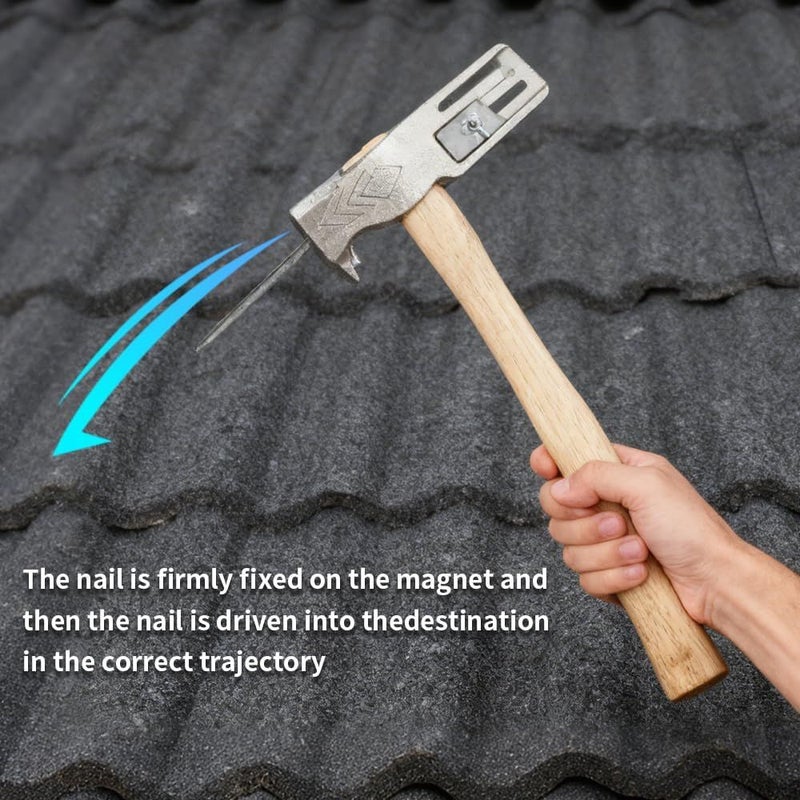 Coma 2025 New Carbon Steel Magnetic Roofing Hammer Ergonomic Magnet Roofing Hatchet With Built In Utility Knife And Nail Claw For Quickly Installing Nails And Removing Tiles - Image 4