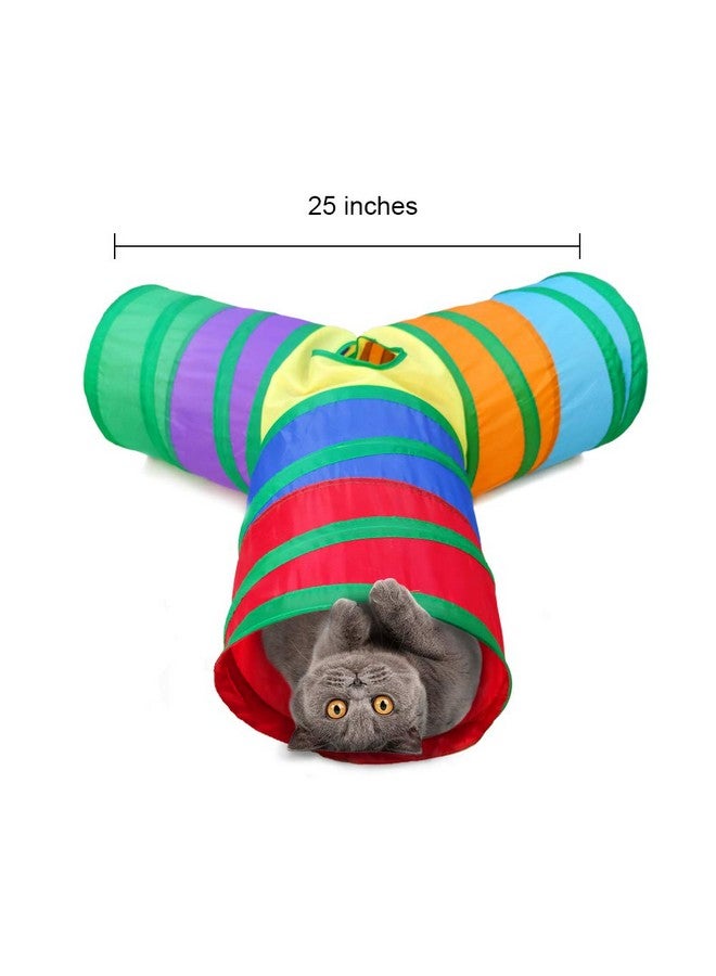 Qpets® 3 Way Rainbow Tunnel Cat Toys Pet Tube Collapsible Play Toy Kitten Toys Cat Playing Toys Indoor Outdoor Kitty Puppy Toys for Puzzle Exercising Hiding Training Toy - Image 2