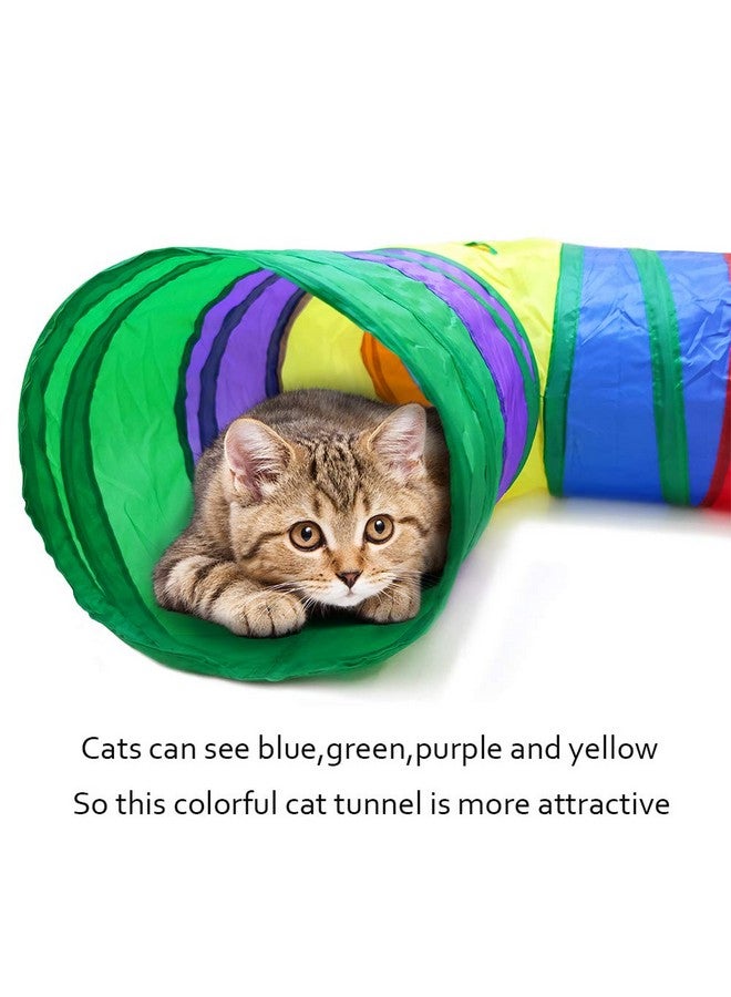Qpets® 3 Way Rainbow Tunnel Cat Toys Pet Tube Collapsible Play Toy Kitten Toys Cat Playing Toys Indoor Outdoor Kitty Puppy Toys for Puzzle Exercising Hiding Training Toy - Image 4