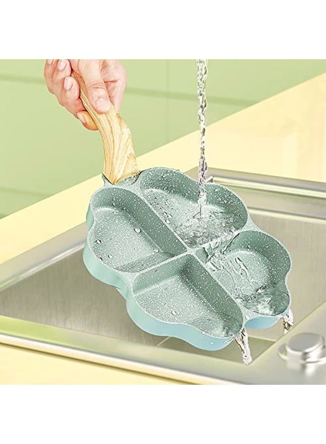 DAFEIKE Nonstick Egg Pan Heart 4-Cup Egg Frying Pan Mini Egg Poacher Aluminum Pancake Omelette Pan Breakfast Egg Cooker, Green - Image 5