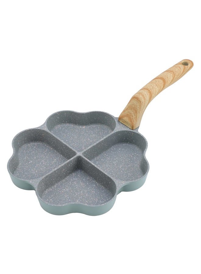 DAFEIKE Nonstick Egg Pan Heart 4-Cup Egg Frying Pan Mini Egg Poacher Aluminum Pancake Omelette Pan Breakfast Egg Cooker, Green - Image 1