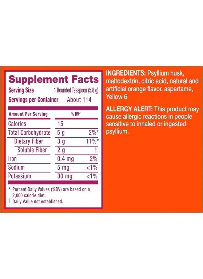 Fiber 4In1 Psyllium Fiber Supplement, Sugar Free Powder Orange Smooth Flavored Drink 114 Servings - pzsku/Z746ABA3A450F29C2334FZ/45/_/1741065567/88a97540-f562-48d4-bf97-0a134d524aed