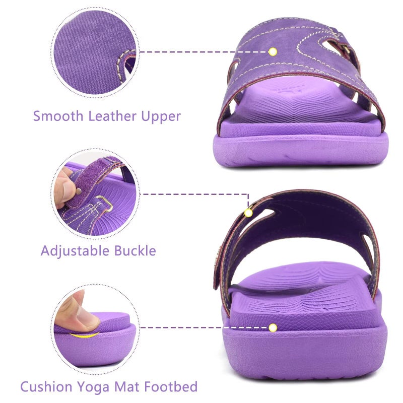 KuaiLu Womens Fashion Orthotic Slides Ladies Lightweight Athletic Yoga Mat Walking Sandals Slip On Thick Cushion Recovery Slippers Sandles Comfortable Plantar Fasciitis Arch Support Purple Size 8 - Image 5