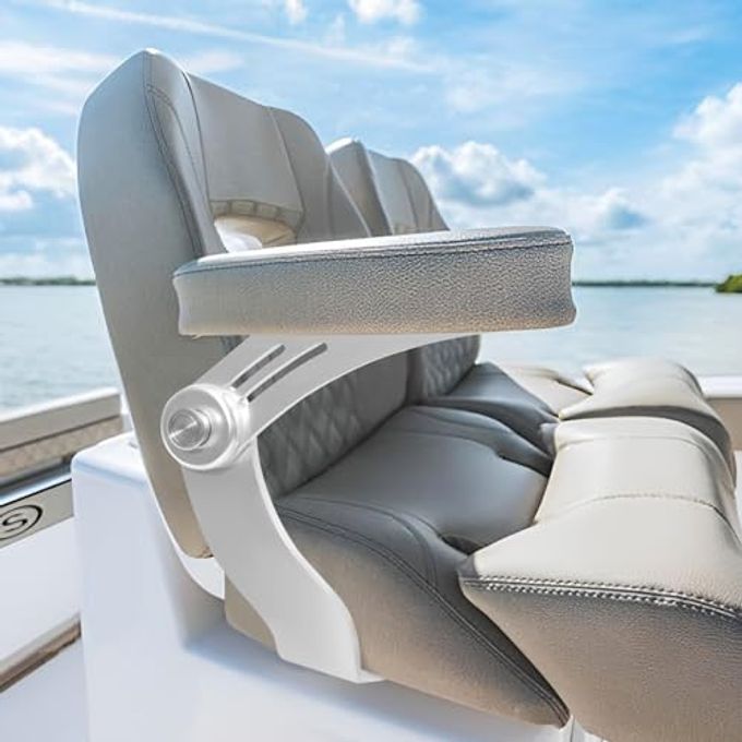 HWHongRV Aluminum Boat Pivot Flip-Up Armrest Set With Locking Switch Provides 90 Rotation Of Armrest Boat Rv Truck Flip-Up Seat Hinge, Sold In Pairs, Left & Right - Image 2