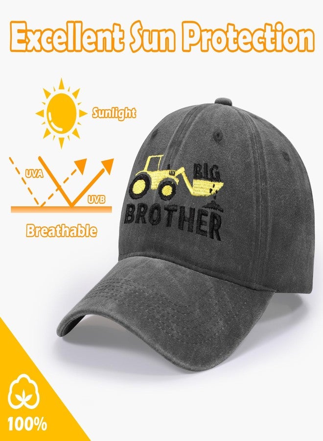 Peninpha Big Brother Tractor Hats for Boys,Funny Excavator Embroidered Baseball Caps Washed Distressed Vintage Sun Hat for Kids Ages 3-8 - Image 5