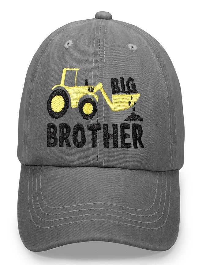 Peninpha Big Brother Tractor Hats for Boys,Funny Excavator Embroidered Baseball Caps Washed Distressed Vintage Sun Hat for Kids Ages 3-8 - Image 1