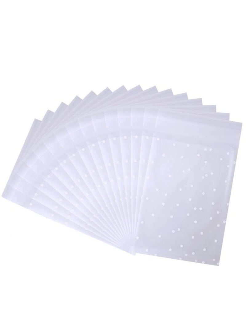 Y&D Self Adhesive Cookie Bags, 100 Pcs Cellophane Treat Bags White Polka Dot Sealing Packaging OPP Plastic Pastry Bag for Bakery Candy Chocolate 4" x  - Image 1