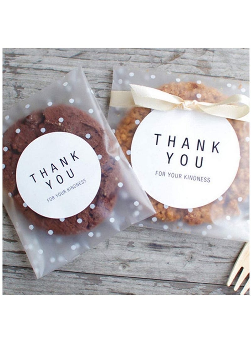 Y&D Self Adhesive Cookie Bags, 100 Pcs Cellophane Treat Bags White Polka Dot Sealing Packaging OPP Plastic Pastry Bag for Bakery Candy Chocolate 4" x  - Image 4