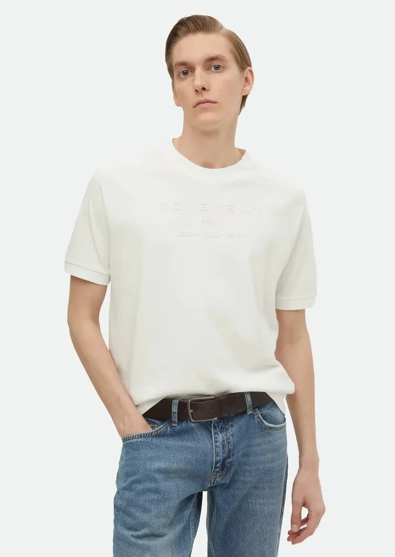 رامسي تيشيرت قطني 100% مطبوع عليه صورة بيج اللون وياقة دائرية