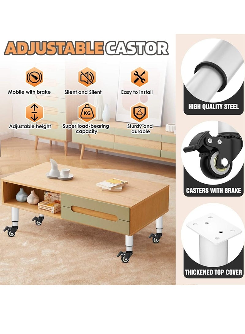 Movable Adjustable Metal Table Leg with 360° Wheel Kaki Meja Bed Leg Support Sofa Leg Furniture Feet - Image 3
