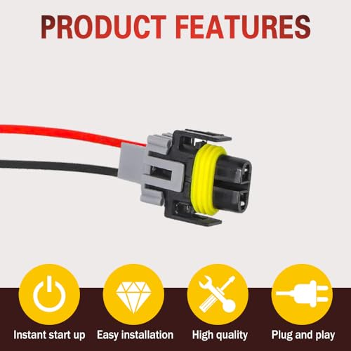 HEVLE H11 H8 H9 880 881 Female Adapter Wiring Harness Sockets Wire, Fog Light Wiring Harness Kit, Harness Socket Connector, Automotive Accessories Replacement for Headlights, Fog Lights (2PCS) - Image 5