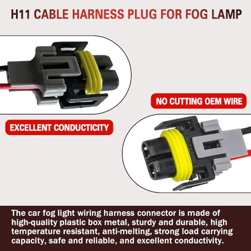 HEVLE H11 H8 H9 880 881 Female Adapter Wiring Harness Sockets Wire, Fog Light Wiring Harness Kit, Harness Socket Connector, Automotive Accessories Replacement for Headlights, Fog Lights (2PCS) - Image 3