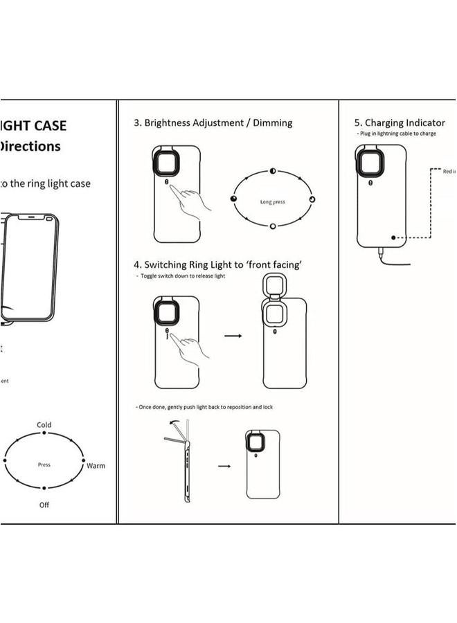 Phone Case with Built in Selfie Ring Light, 3 Light Modes Rechargeable Portable Illuminate Cover Up For iPhone 12 Pro, Mint Green