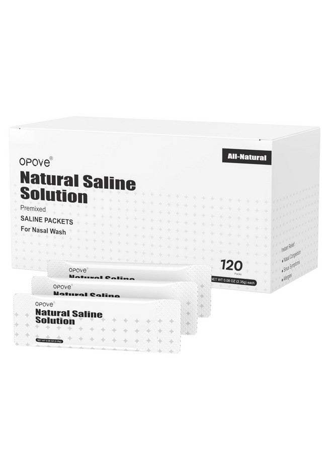 opove Pre-Mixed Saline Packets For Nasal Wash Irrigation Systems, Natural, And Ph Balanced, 120 Packs (Nose Cleaner Is Not Included) - Image 1