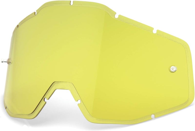 100% Goggle Replacement Lens - Racecraft 1, Accuri 1, Strata 1 Compatible (Injected Anti-Fog-HD Yellow)