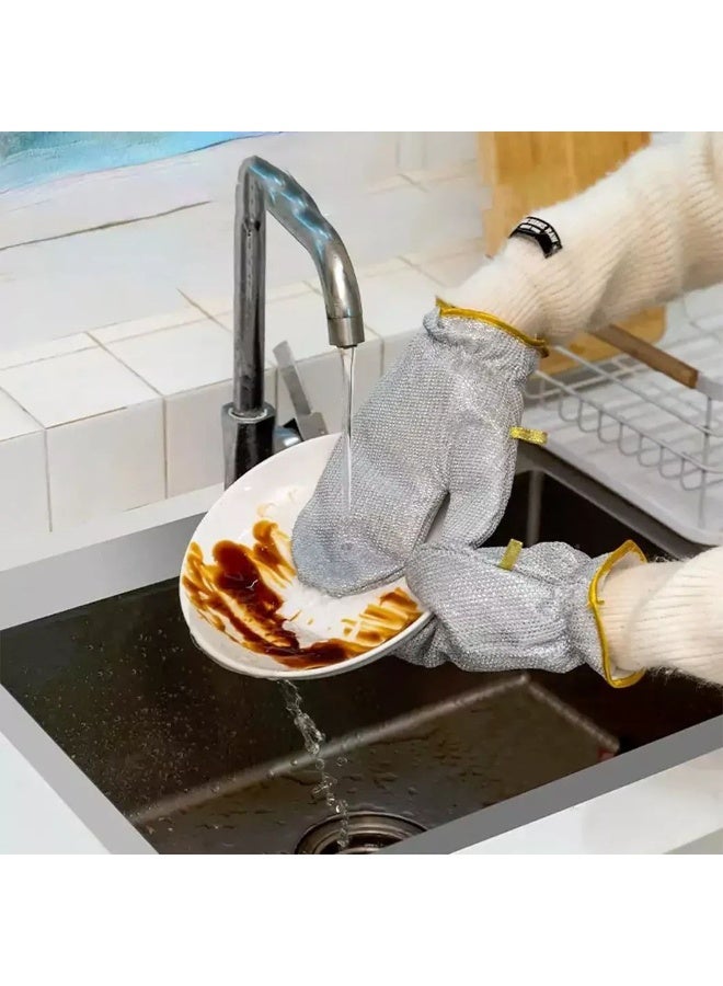 Double-layered wire dishwashing gloves | Powerful cleaning and waterproof S - Image 3