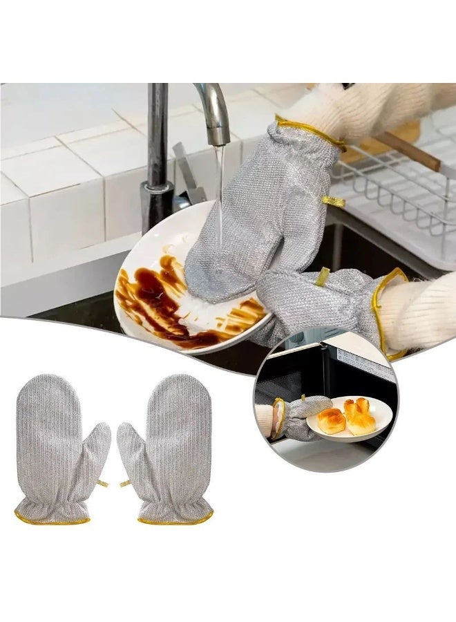 Double-layered wire dishwashing gloves | Powerful cleaning and waterproof S - Image 1