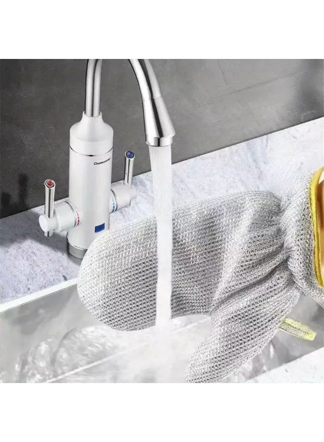 Double-layered wire dishwashing gloves | Powerful cleaning and waterproof S - Image 2