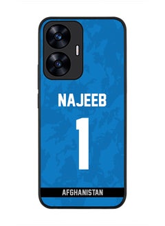 Cover for Realme C55 4G Case , Rugged Black Slim fit Soft Flexible Thin Protective Phone Cases - Player Name - Najibullah Zadran, Jersey Number- 1