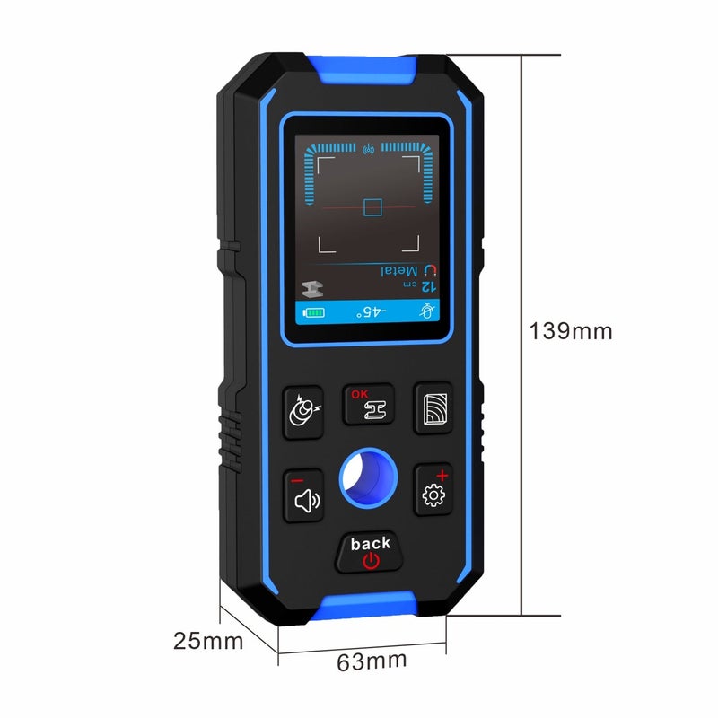 كاشف جدران متعدد الوظائف NF-518 بشاشة LCD ملونة مضاءة من الخلف 2.4 بوصة بدقة 240*320، أوضاع كشف التيار المتردد والمعادن والخشب، تعديل الكابلات والأسلاك، جهاز قياس العمق مع بث صوتي - Image 4