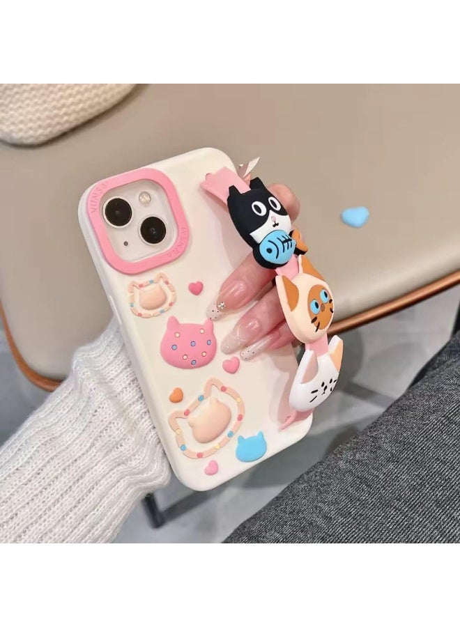 fekra Fekra Cute 3d Cartoon Cat Wrist Holder Phone Case For iPhone 13 14 15 Phone Cover - Ca Z746B27E7B09B333F1E80Z