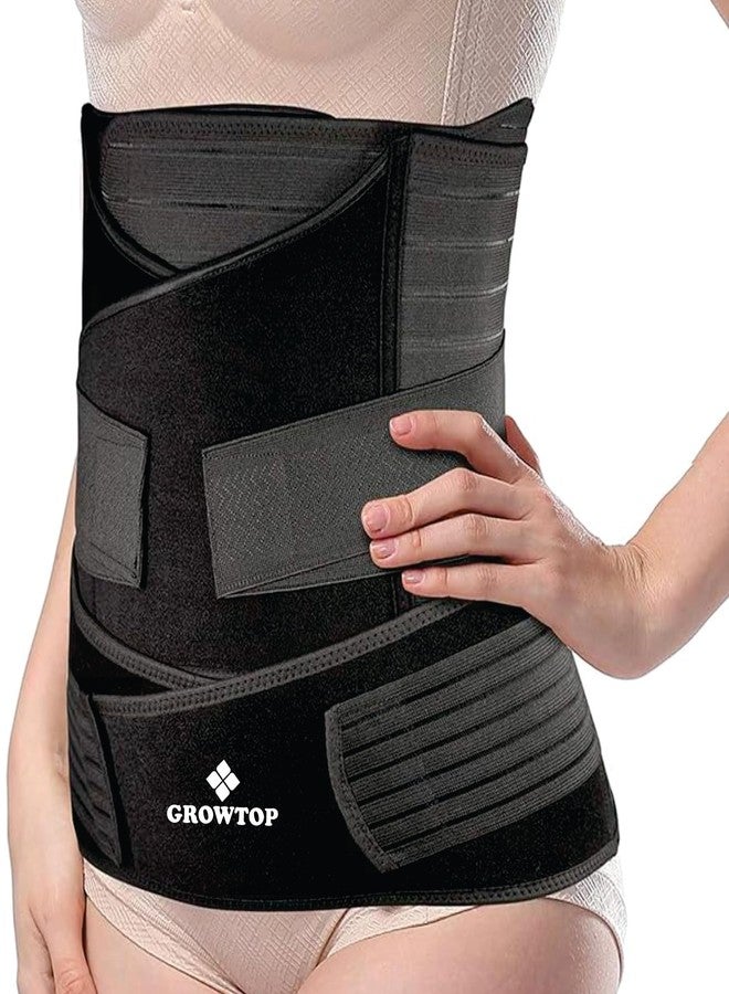 GROWTOP حزام GROWTOP للبطن بعد الولادة 3 في 1 للنساء - حزام دعم للتعافي بعد الولادة القيصرية والولادة الطبيعية للخصر والحوض والبطن مع حزام حمل قابل للتعديل لما بعد الولادة (مقاس حر، أسود) - Image 1