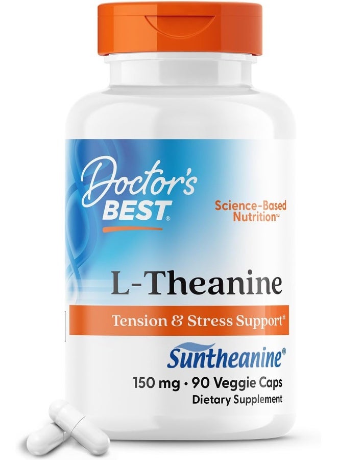 Doctor's Best L-Theanine Contains Suntheanine, Helps Reduce Stress & Sleep, Non-GMO, Gluten Free, Vegan, 150 mg, 90 Count - Image 1