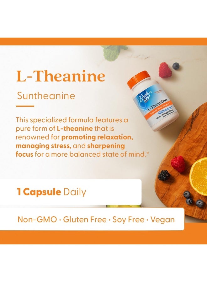 Doctor's Best L-Theanine Contains Suntheanine, Helps Reduce Stress & Sleep, Non-GMO, Gluten Free, Vegan, 150 mg, 90 Count - Image 5