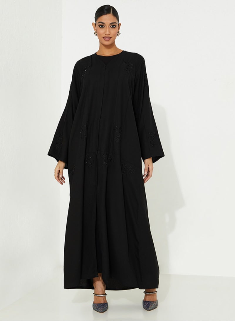 روزيت عباية عباية مفتوحة مزينة بتطريز يدوي وأكمام واسعة - Image 4