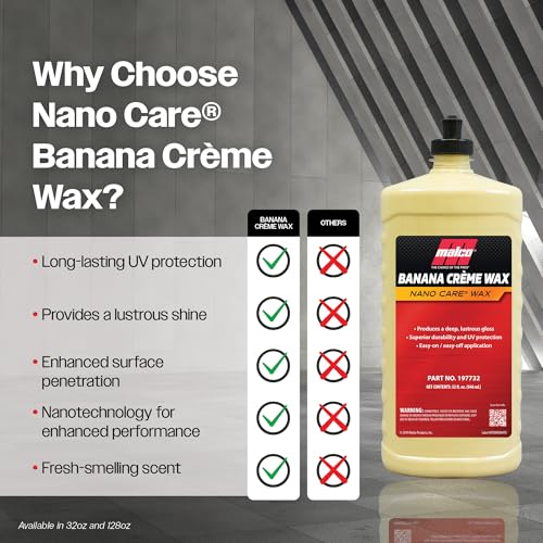 Malco Nano Care Banana Creme Wax - Deep Gloss Shine and Long-Lasting UV Protection/For Automotive, Marine and Industrial Finishes / 32 oz. (197732) - Image 3