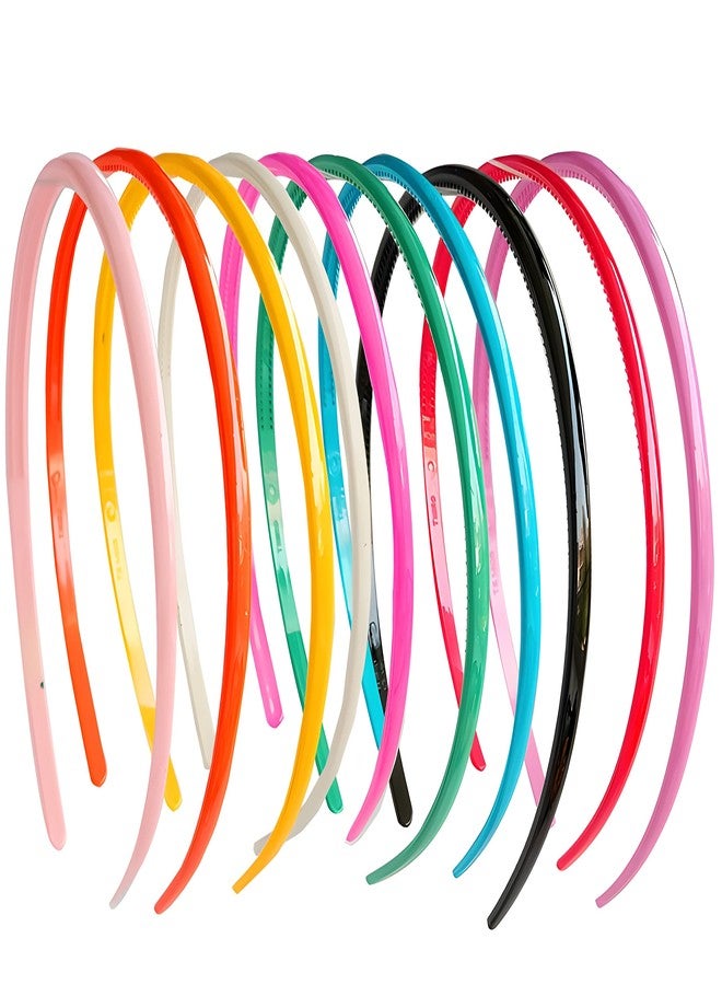 RedChimes 12 Pcs Multicolor Simple Fancy 8 mm Wide Plastic Teeth Comb Shine Hair Bands Hair Accessories For Girls and Women - Image 2