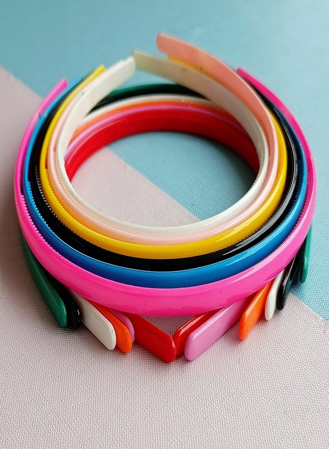 RedChimes 12 Pcs Multicolor Simple Fancy 8 mm Wide Plastic Teeth Comb Shine Hair Bands Hair Accessories For Girls and Women - Image 5