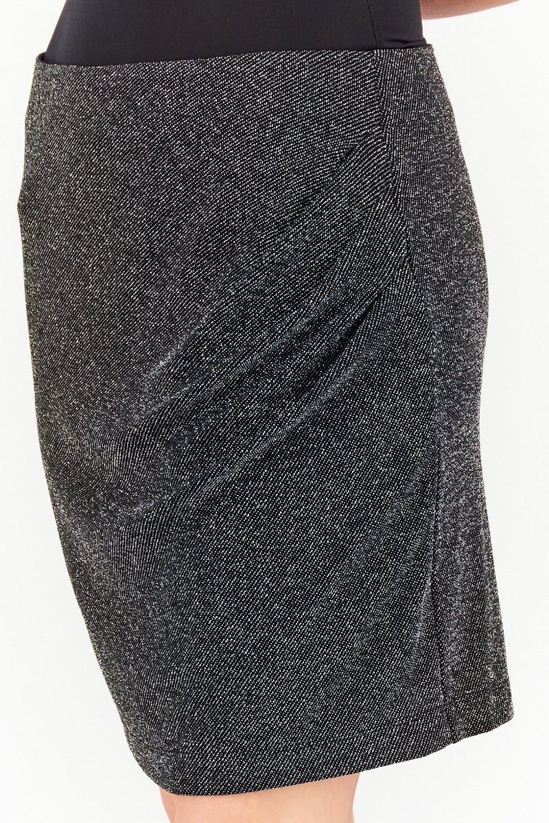 IKKS Women Metallic Mini Skirt, Black - Image 3