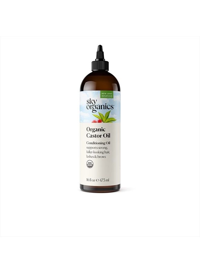 Sky Organics Organic Castor Oil for Hair, Lashes & Brows 100% Pure & Cold-Pressed USDA Certified Organic to Strengthen, Moisturize & Condition, 16 fl. Oz  - Image 1