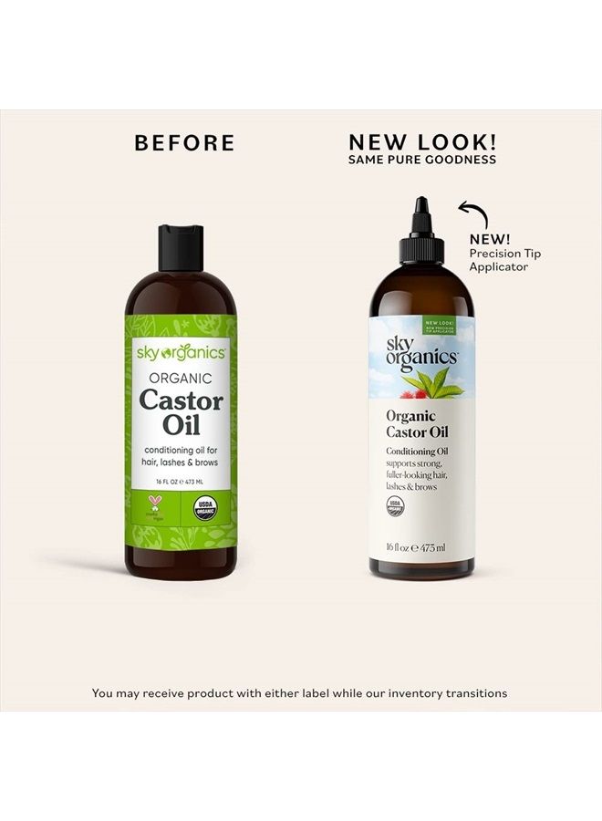 Sky Organics Organic Castor Oil for Hair, Lashes & Brows 100% Pure & Cold-Pressed USDA Certified Organic to Strengthen, Moisturize & Condition, 16 fl. Oz  - Image 3