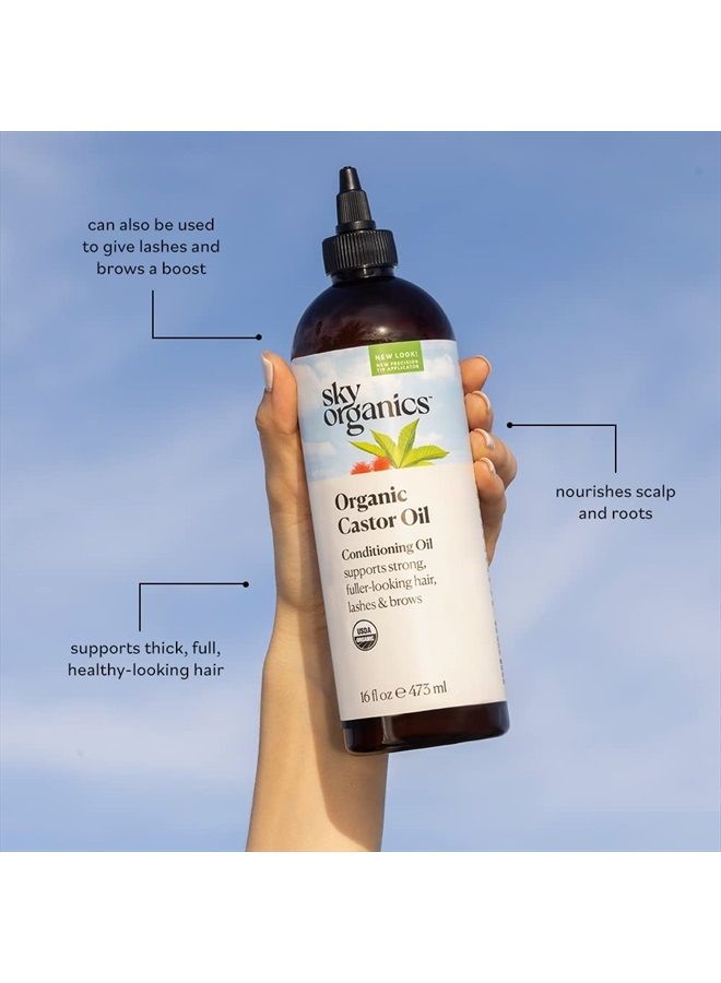 Sky Organics Organic Castor Oil for Hair, Lashes & Brows 100% Pure & Cold-Pressed USDA Certified Organic to Strengthen, Moisturize & Condition, 16 fl. Oz  - Image 2
