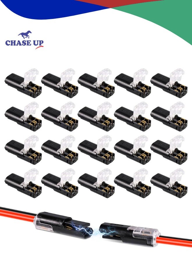Chase Up 20Pcs Double-Wire Plug-in Connector, Solder-Free Wire Connector, Pluggable Led Wire Connectors with Locking Buckle Fast Connect Low Voltage Wire Connectors - Image 1