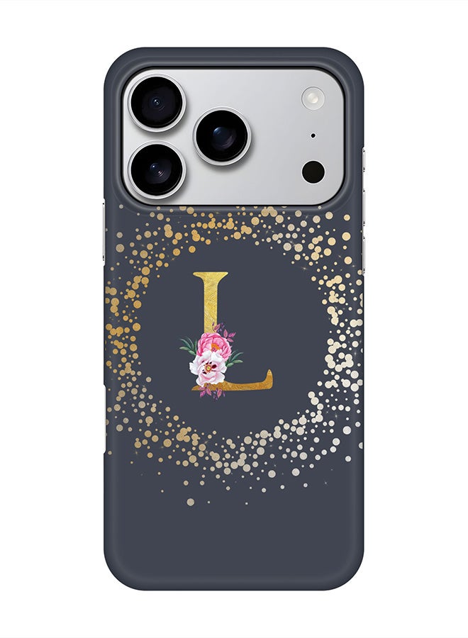 Stylizedd For iPhone 17 Pro,Case, [Compatible with MagSafe] Magnetic cover Slim fit Protection Matte, - Custom Monogram Floral - L  (Grey ) - Image 1