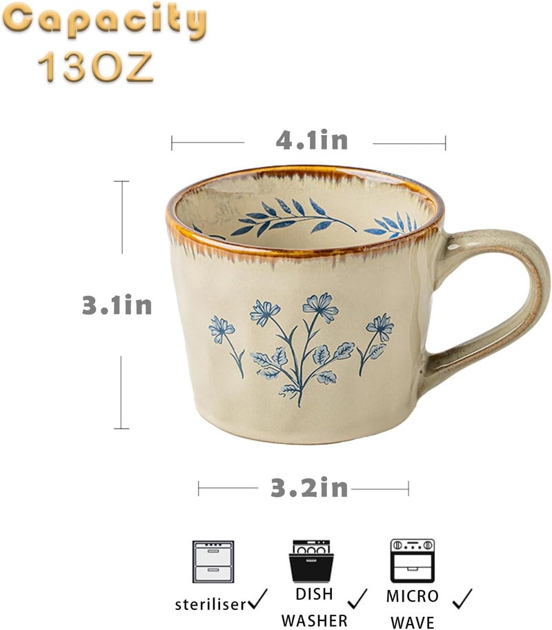 Handcrafted Ceramic Mugs with Floral Design - Microwave & Dishwasher Safe - Image 5