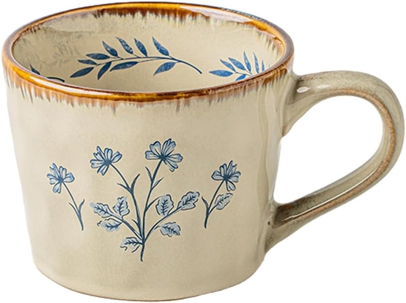 Handcrafted Ceramic Mugs with Floral Design - Microwave & Dishwasher Safe - Image 1