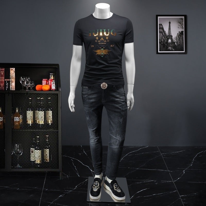 Summer Style New Fashion Fine Workmanship Mercerized Cotton Multi-Color Printed Men'S T-Shirt - Image 2