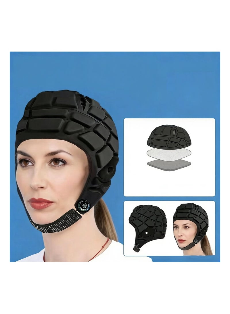 Aikanbo Padded Soccer Goalkeeper Head Guard, Shock Absorb Soft Protective Helmet，Breathable Adjustable Sports Headgear for Football，Basketball，Rugby Training - Image 2