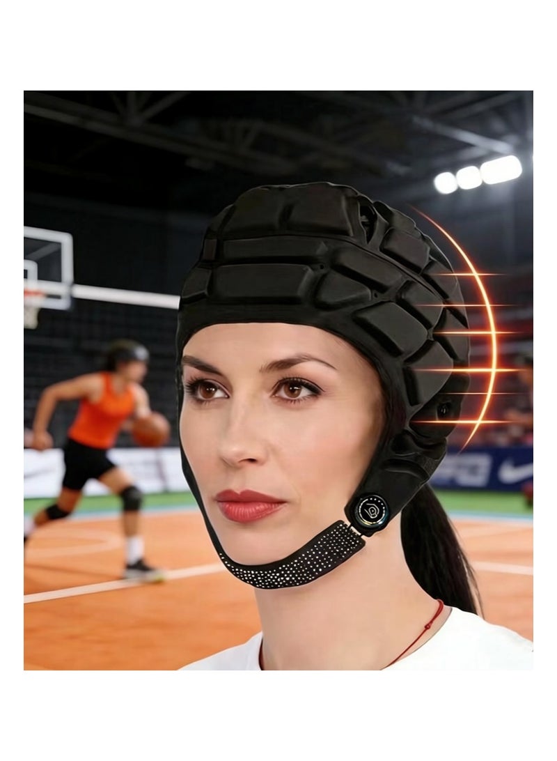 Aikanbo Padded Soccer Goalkeeper Head Guard, Shock Absorb Soft Protective Helmet，Breathable Adjustable Sports Headgear for Football，Basketball，Rugby Training - Image 4