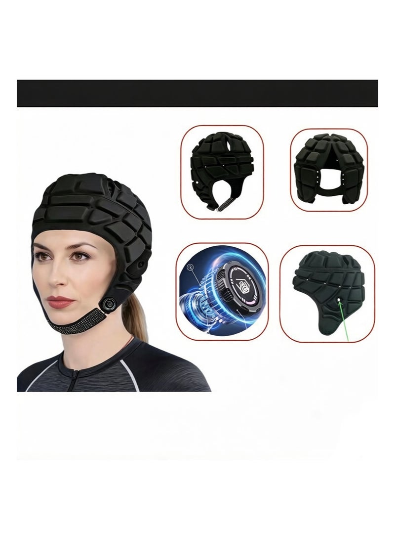 Aikanbo Padded Soccer Goalkeeper Head Guard, Shock Absorb Soft Protective Helmet，Breathable Adjustable Sports Headgear for Football，Basketball，Rugby Training - Image 3