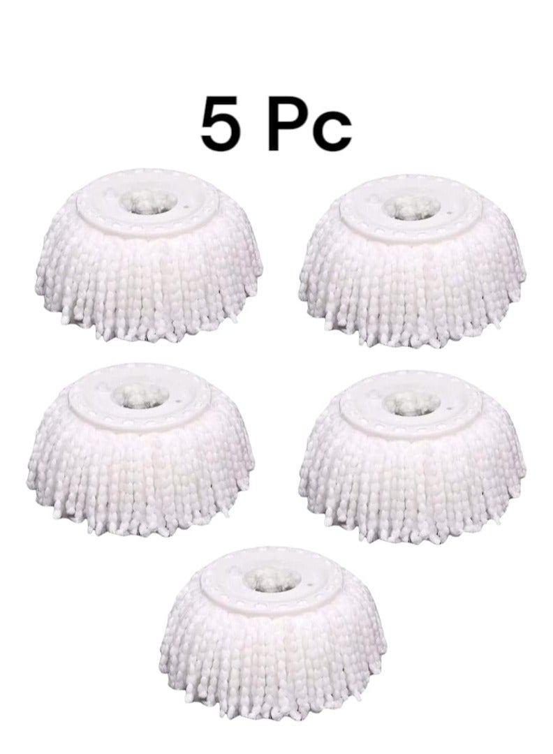 Shopping Point 5PCS Microfiber Replacement Mop Head Spin Mop Head Replacement 5-Pack, Microfiber Refill Heads Universal for 360 Spin Magic Mopping, Round Shape Standard Size White  - Image 1